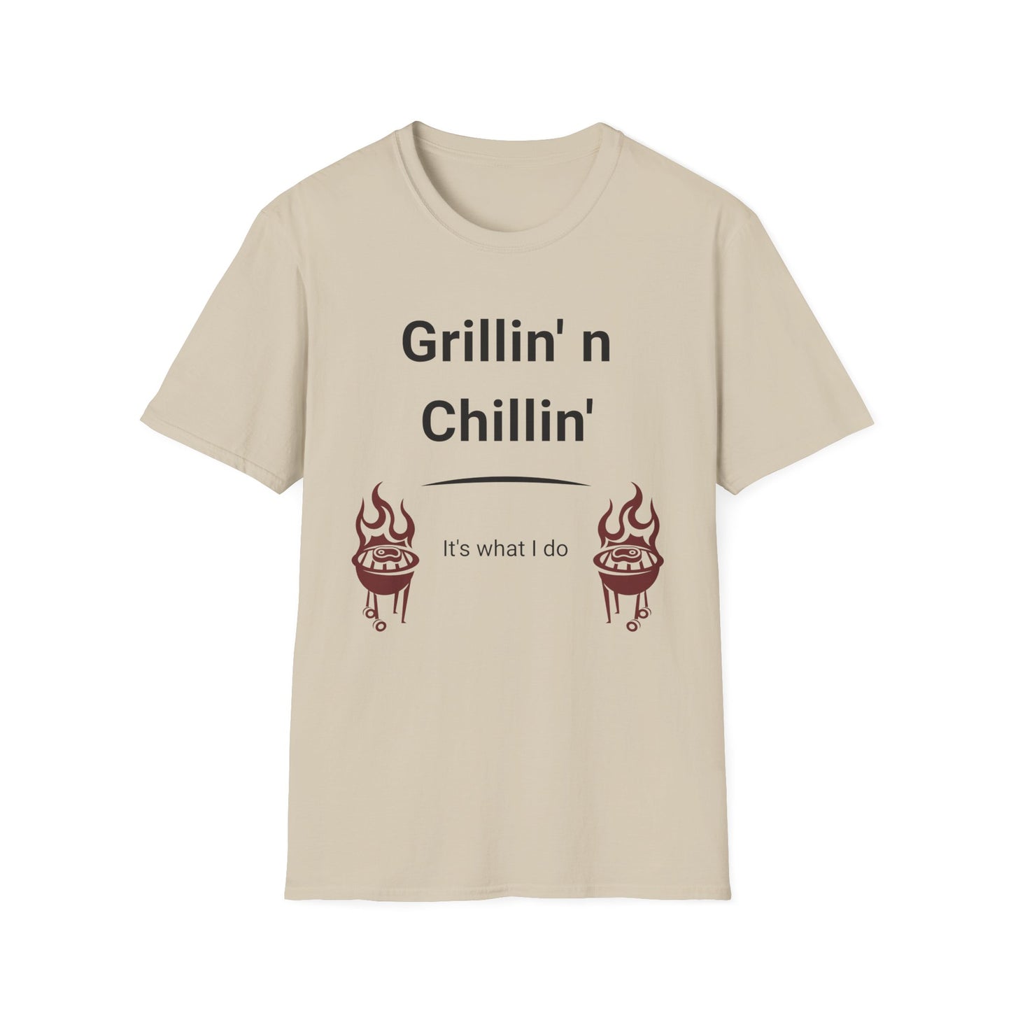 Grillin N Chillin Black Letter T Shirt Great Gift for Dad, Husband, and Men for Fathers day or any day.