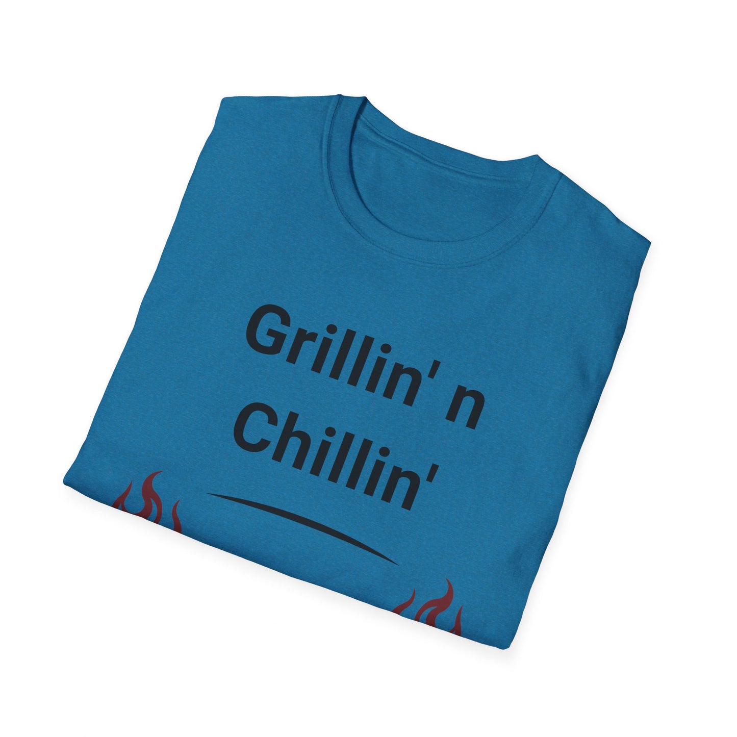 Grillin N Chillin Black Letter T Shirt Great Gift for Dad, Husband, and Men for Fathers day or any day.