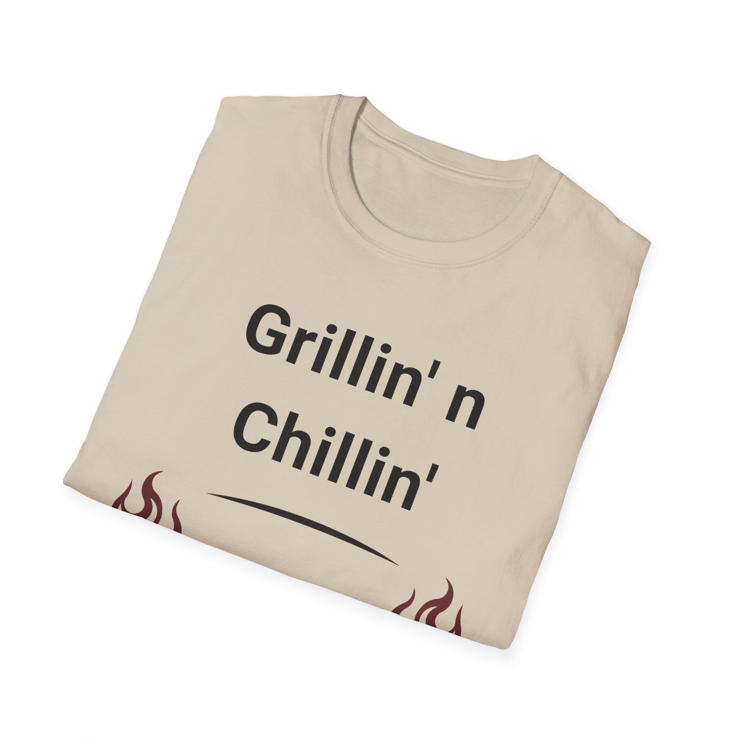 Grillin N Chillin Black Letter T Shirt Great Gift for Dad, Husband, and Men for Fathers day or any day.