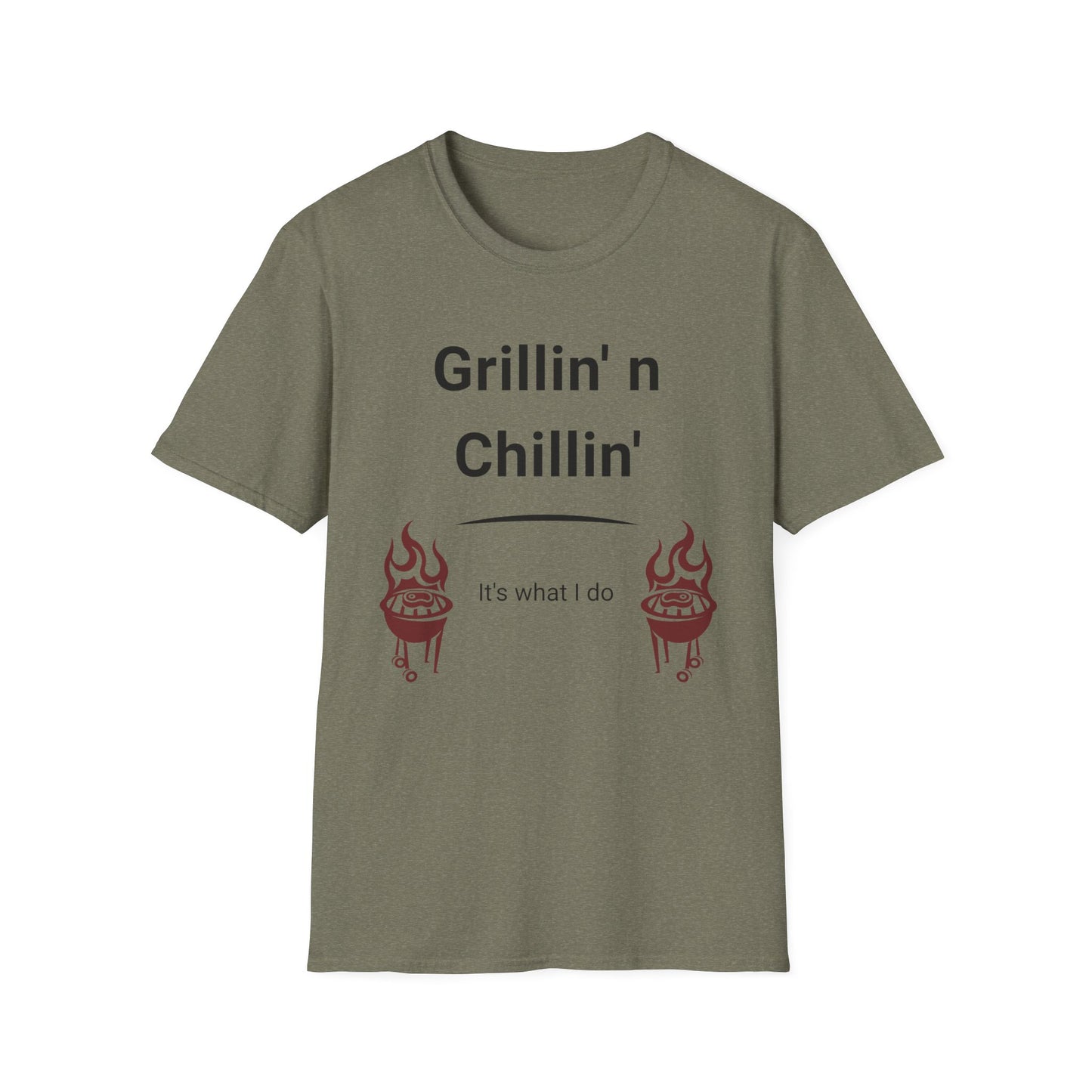 Grillin N Chillin Black Letter T Shirt Great Gift for Dad, Husband, and Men for Fathers day or any day.