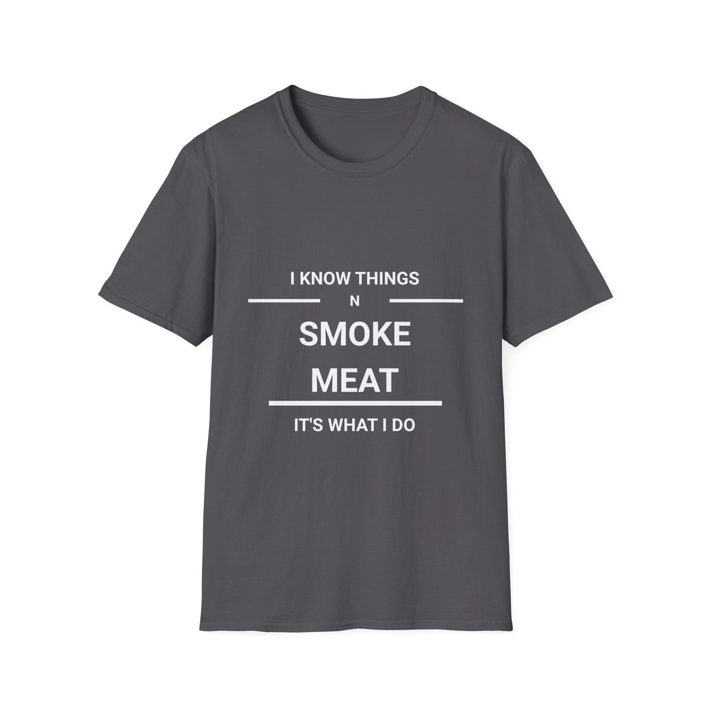 White Letter Smoke Meat T Shirt Great Gift for Dad, Husband, and Men for Fathers day or any day.