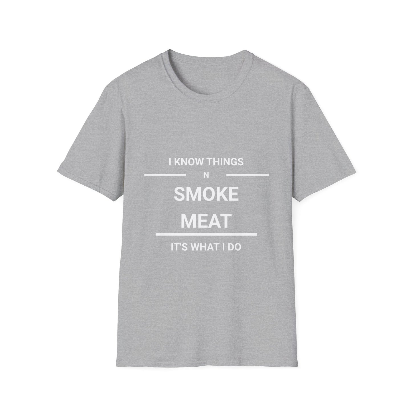 White Letter Smoke Meat T Shirt Great Gift for Dad, Husband, and Men for Fathers day or any day.