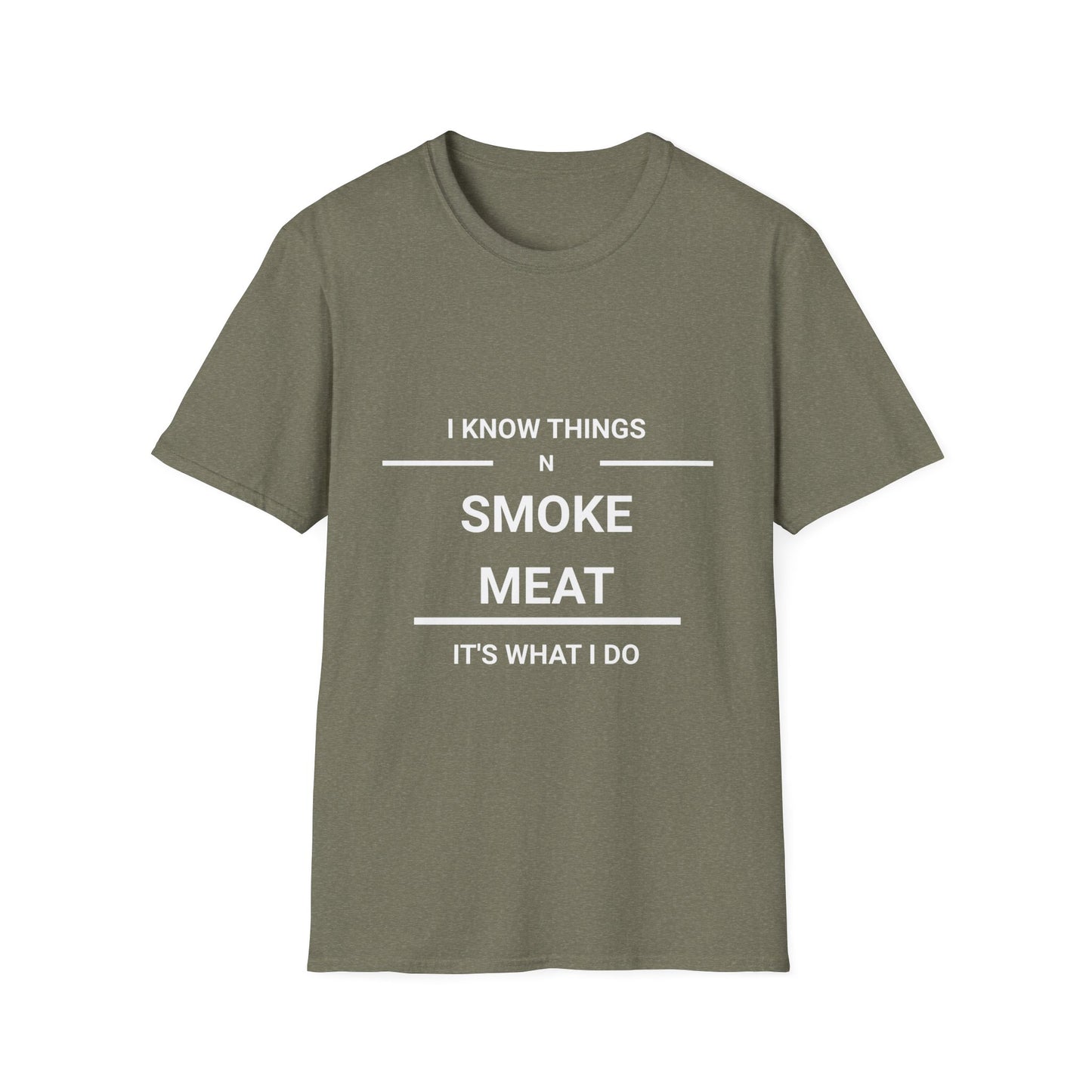 White Letter Smoke Meat T Shirt Great Gift for Dad, Husband, and Men for Fathers day or any day.